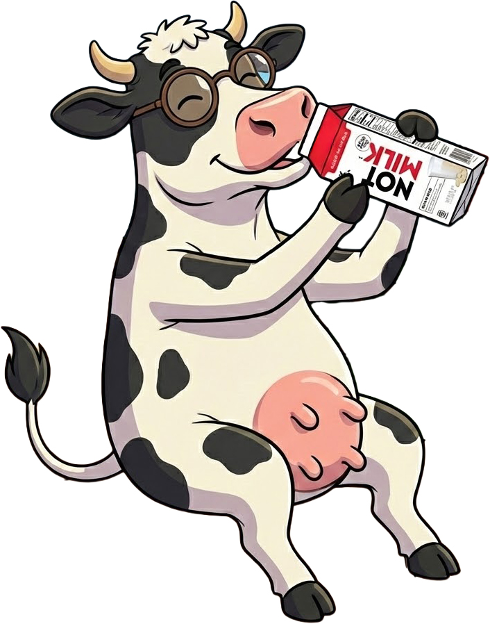 Lucas the cow drinking NOT MILK.